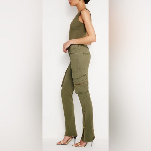 GOOD AMERICAN Twill Skinny Cargo Pants Fatigue 001 Size 10/30 - Picture 3 of 6